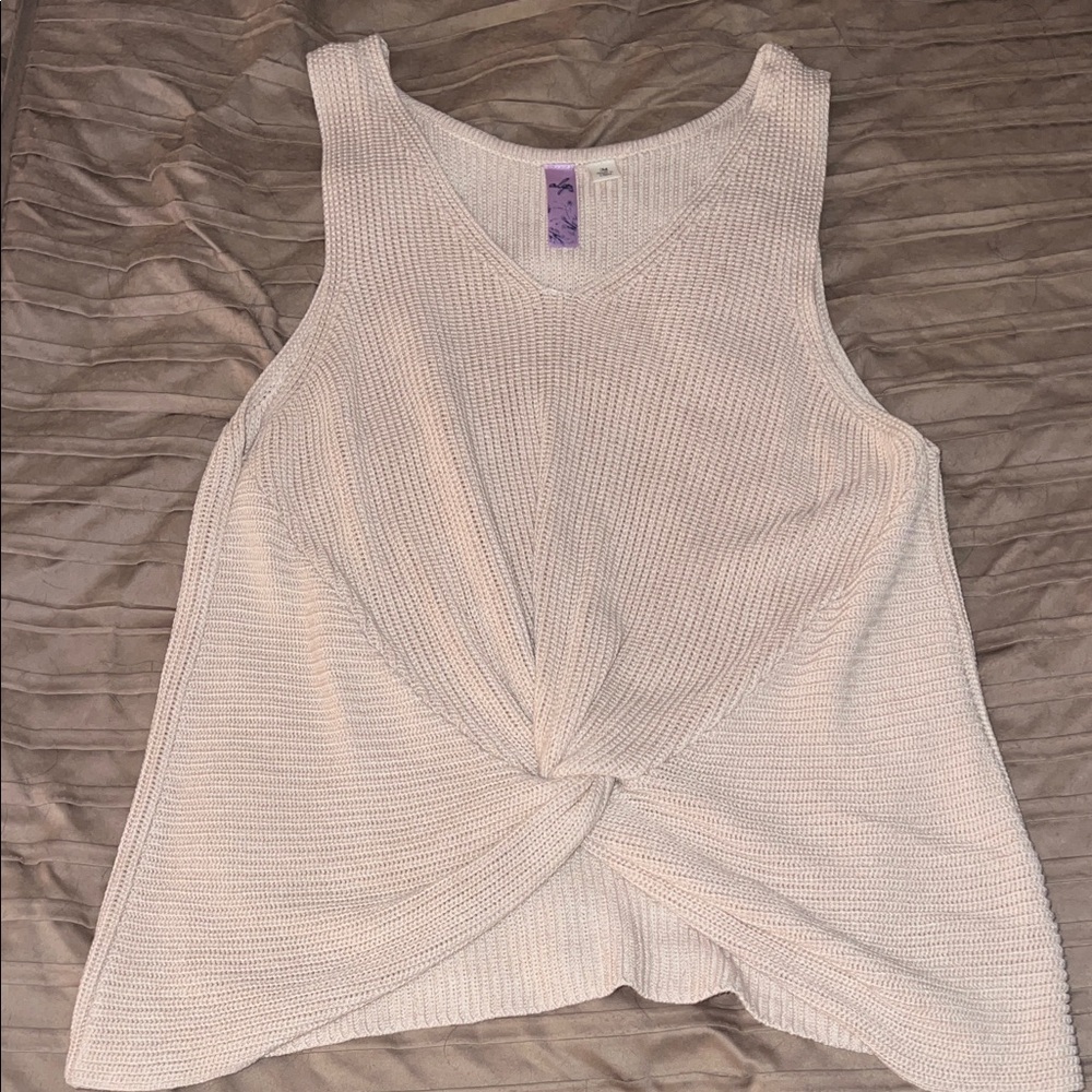 Francescas Cream Twist Front Tank Top